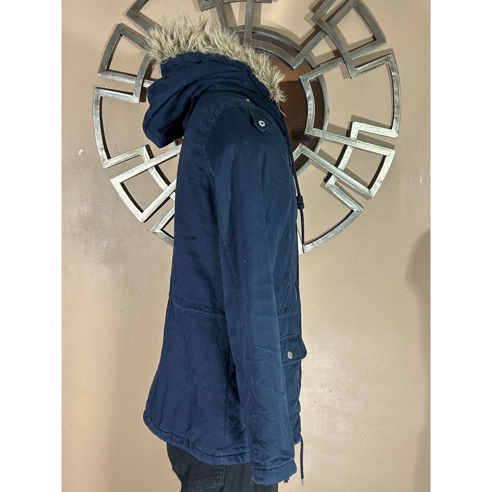CROPP Navy Blue Fur‎ Hood Parka Jacket Women's XL Get Ready For Cold Outwear - Picture 4 of 16